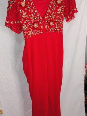 NWT Virgos Lounge Laila Embellished Midi Dress - Red - Size 8 "Dunni" Note: